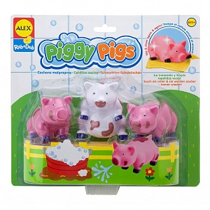 Набор игрушек для ванны - Вымой поросенка, меняют цвет, от 6 месяцев (Alex, 825PN)